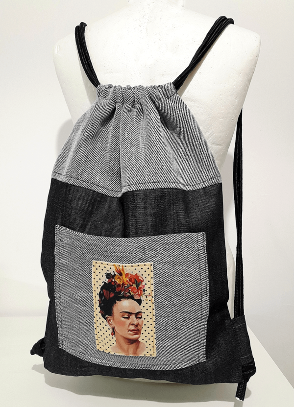 black_denim_back_pack_tropical_frida_kahlo_gray_5