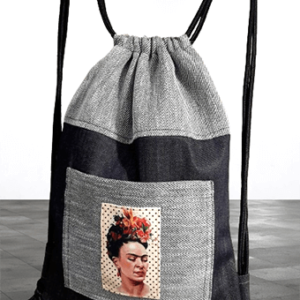 black_denim_back_pack_tropical_frida_kahlo_gray_5