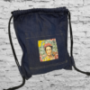 blue denim back pack floral frida kahlo