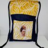 blue denim backpack bag tropical frida kahlo yellow