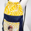 blue denim backpack bag tropical frida kahlo yellow