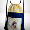 blue denim backpack bag tropical frida kahlo yellow