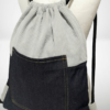 unisex backpack dark blue denim and thick light grey stripes corduroy